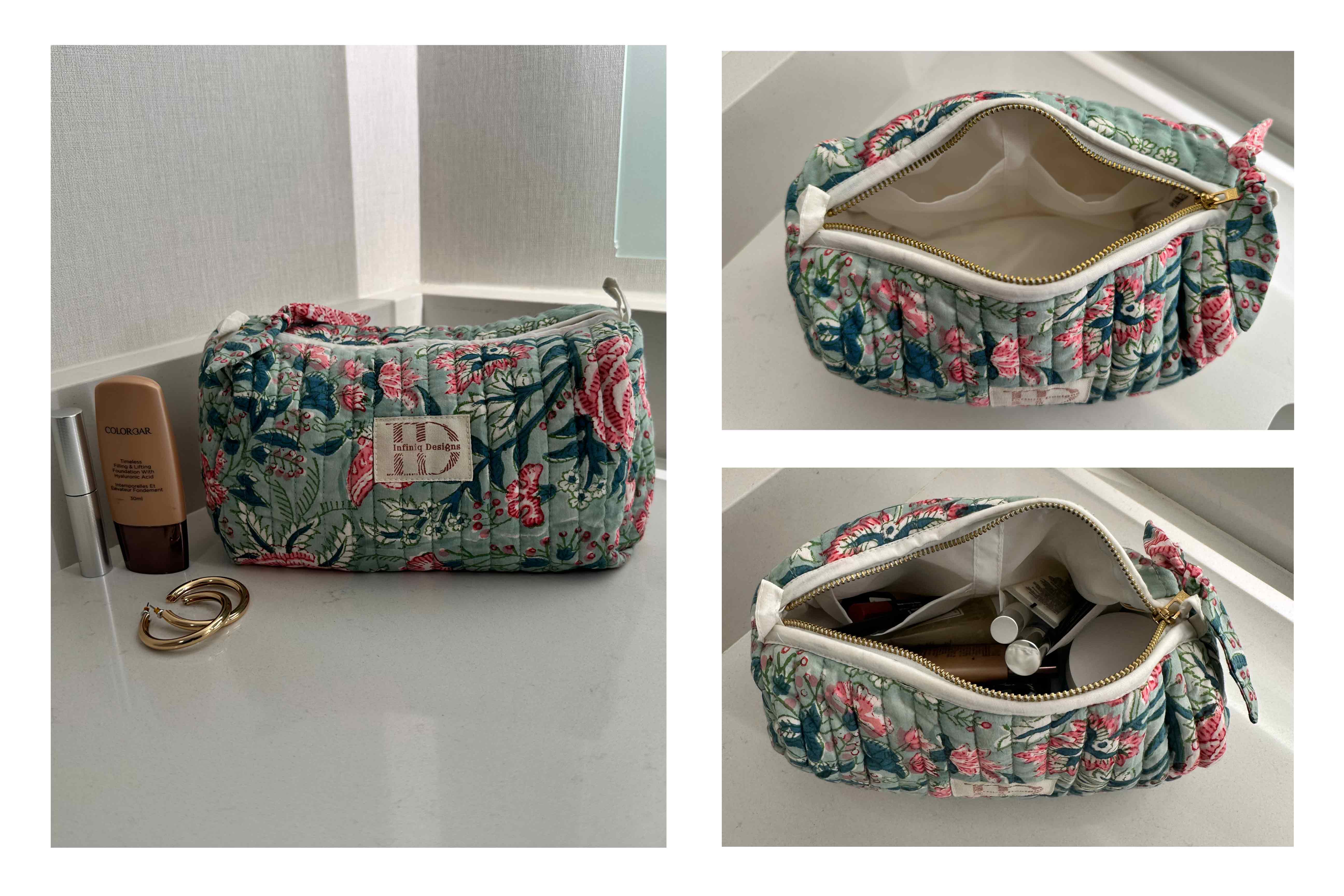 Beauty Bag Wild Blossoms - view of internal pockets and compartments