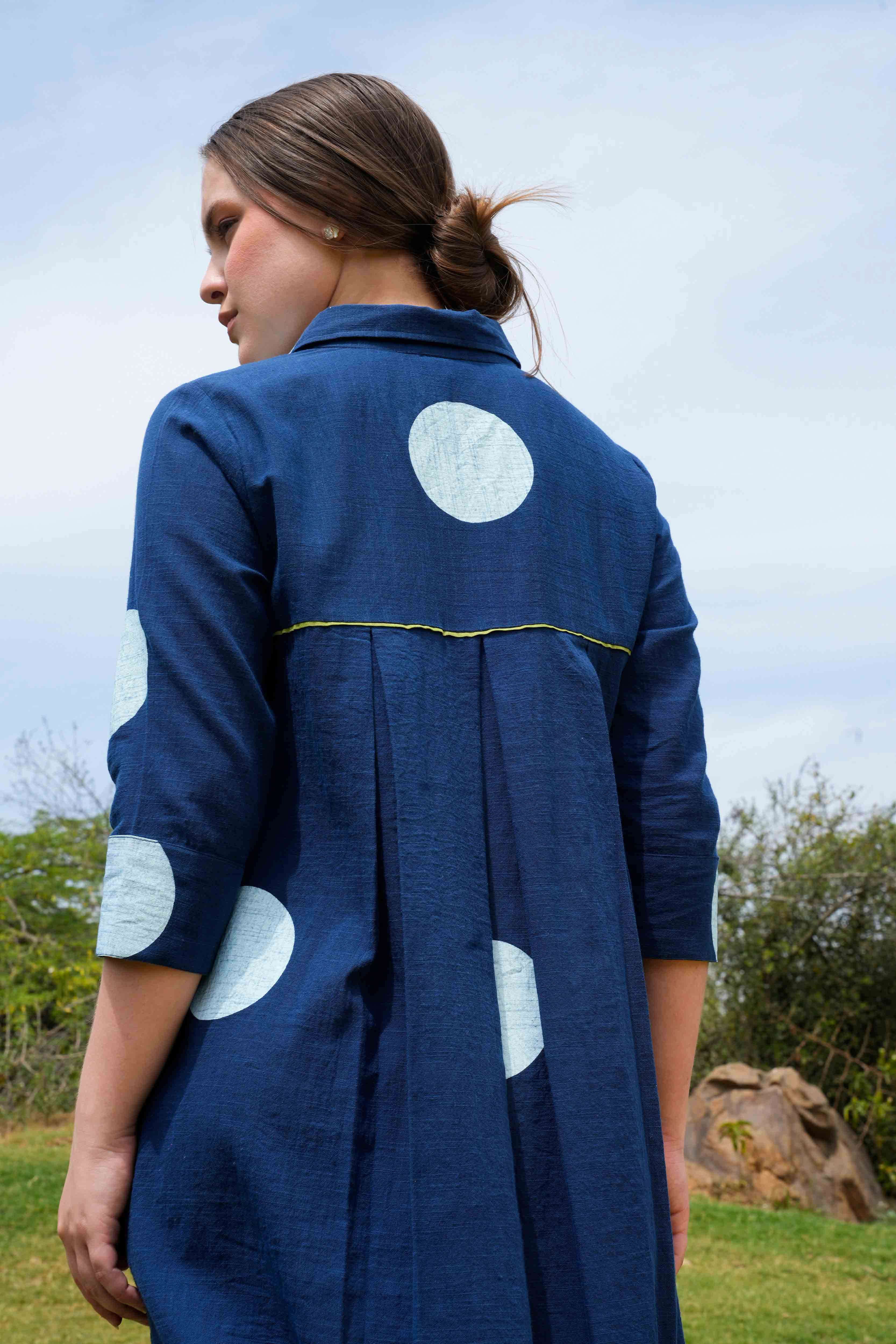 Indigo Pop dress - back close-up showcasing detail