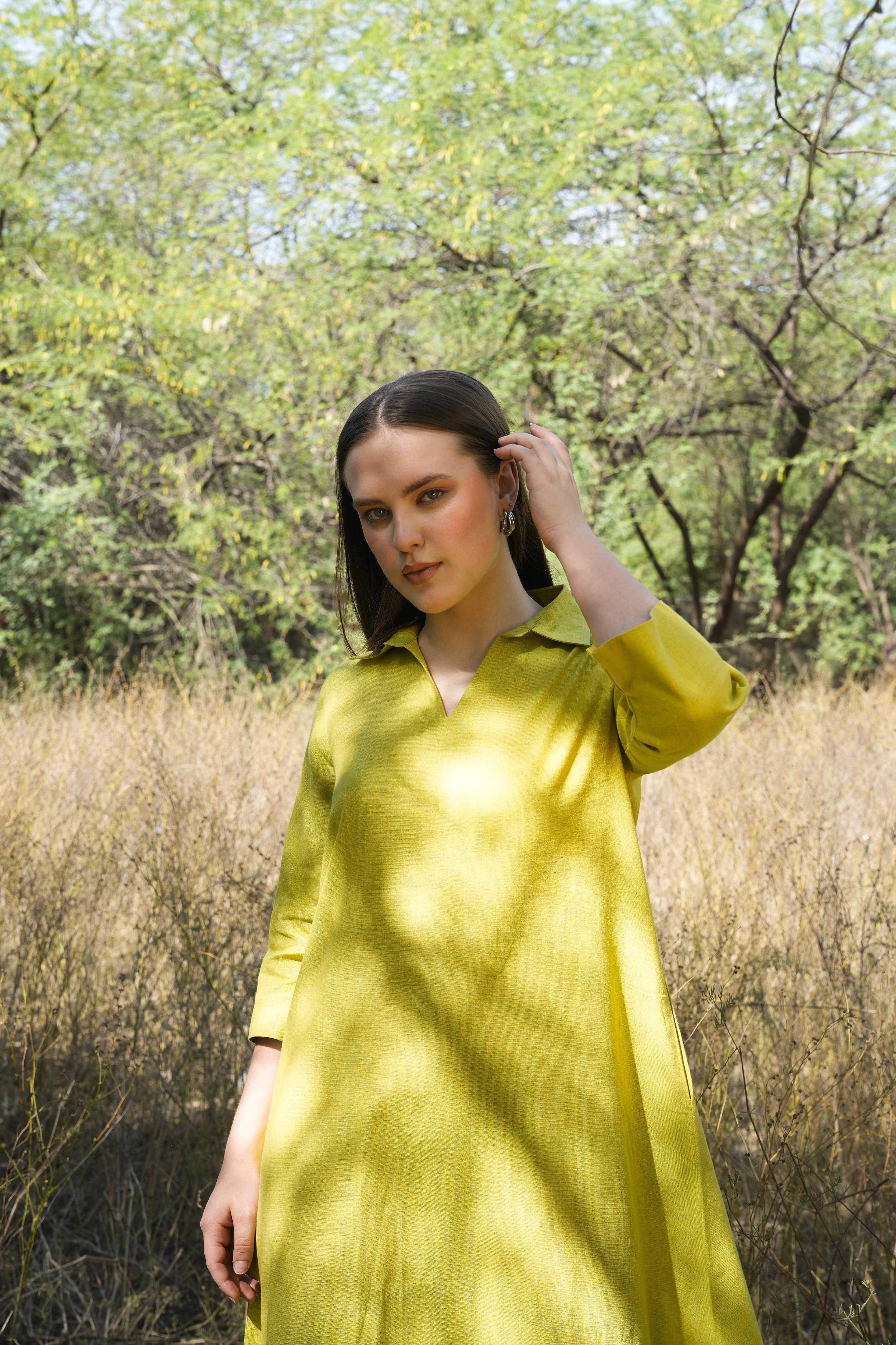 Lemonlight Dress | Handloom Cotton Lemon Green Dress Infiniq Designs Lemonlight Dress | Handloom Cotton Lemon Green Dress Infiniq Designs