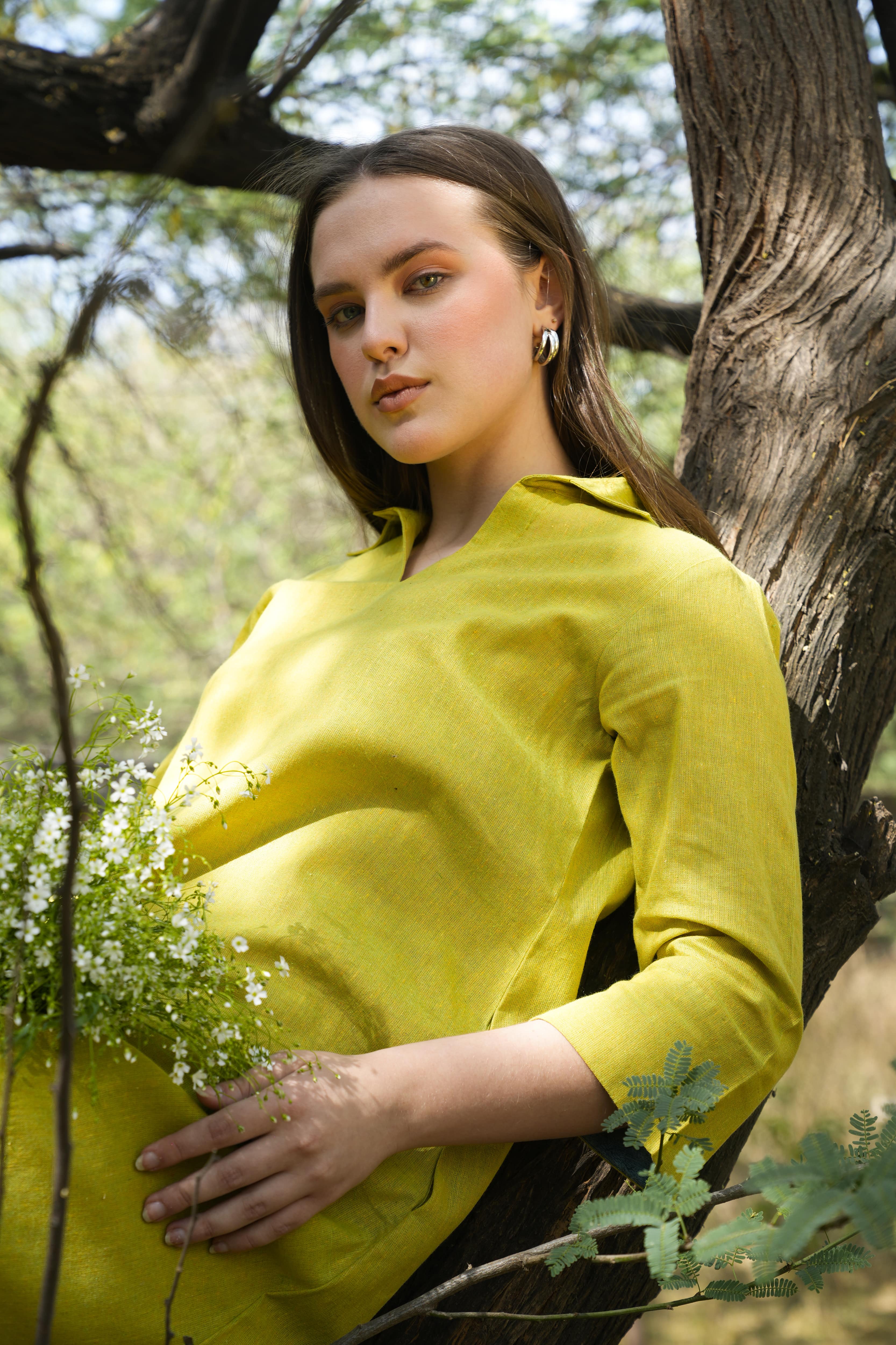 Model wearing Lemonlight dress in natural light setting