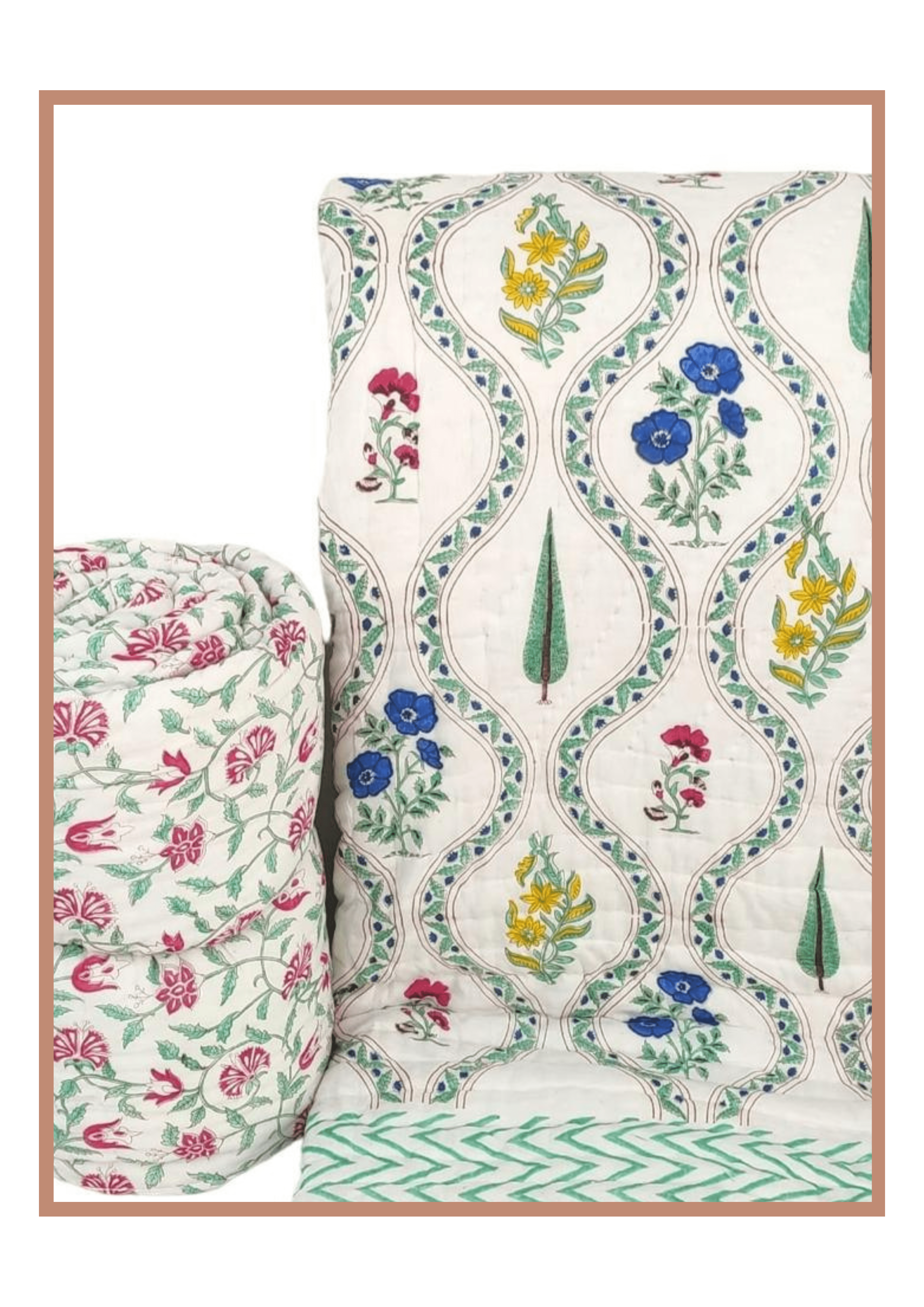 Petals Pine quilt displayed in king-size layout