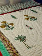 Floral Canopy quilt - side view of design