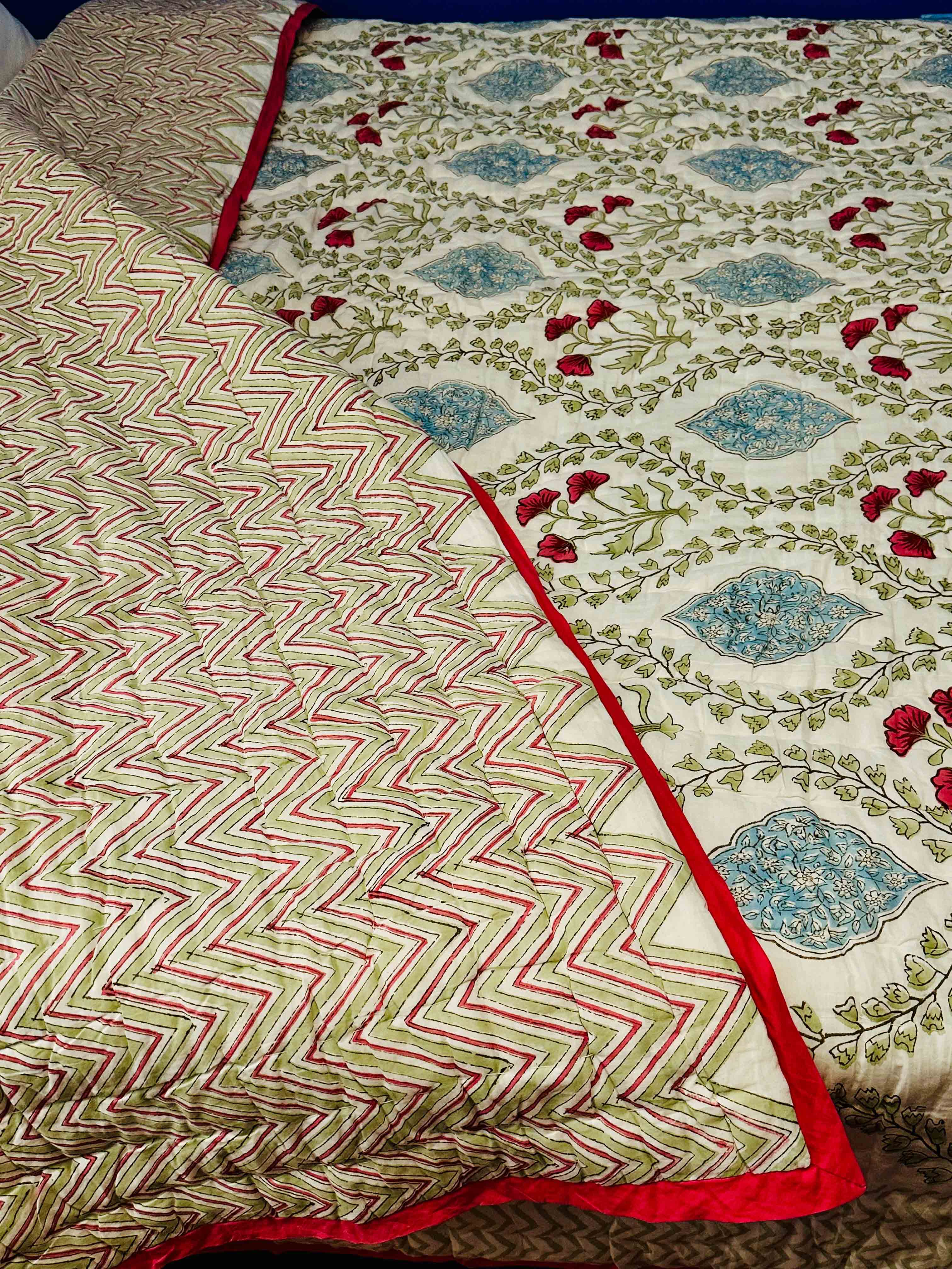 Reverse side of Spring Dream quilt with contrasting design